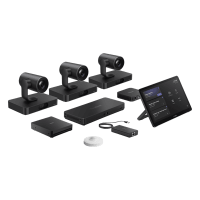 Sistema de Videoconferencia MVC-S98-C5U-004 de Yealink diseñado para Salas Extra Grandes con Triple Cámara Inteligente y Funciones Avanzadas de IA