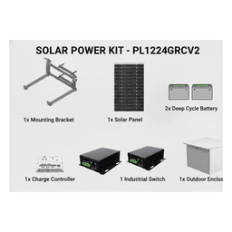 Kit Solar de 35 W con PoE 802.3af y PoE Pasivo 24 Vcc para una Cámara IP y un Radio Ubiquiti airMAX o Cambium ePMP.