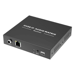 Receptor de Audio sobre IP / PCM 2.0 / Transmisión 120 m (393.7 ft) / Matriz 256x256 / Múltiples Interfaces Analógicas / Protección ESD / Bajo Consumo ≤2 W