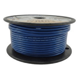 Cable Eléctrico Color Azul Calibre 14 / UL 1015-1230 / 600 Voltios / Temperatura 105°C Seco 75°C Húmedo / Cobre Estañado Clase K / Aislante PVC Retardante de Llama VW-1 / Resistente a Humedad Abrasión Ácido Combu