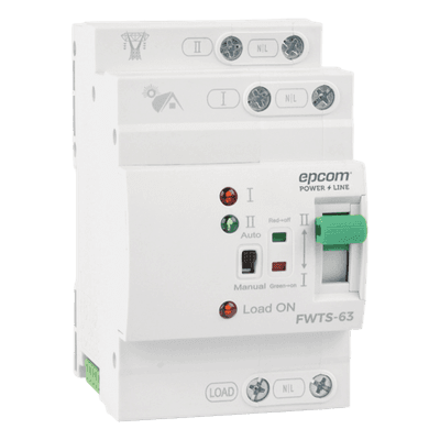 Interruptor de Transferencia Automática / 110 VCA / 63 A / Conmutación 20 ms / Doble Entrada / Protección Industrial