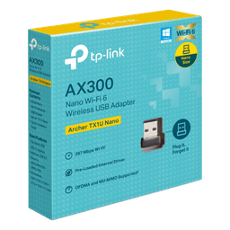 Adaptador USB Wi-Fi 6 / 287 Mbps / 2.4 GHz / Nano 17.5 × 15.8 × 7.1 mm / MU-MIMO / OFDMA / Driver Pre-cargado