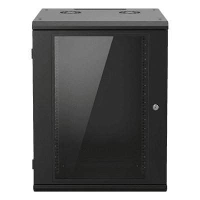 Gabinete de Pared 16U / 635 mm (25 in) Profundidad / Cristal Templado / Acero Reforzado / 100 kg Capacidad / Interior