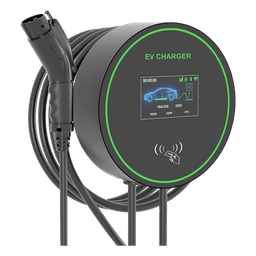 Estación de Carga para Vehículos Eléctricos / 48 A / 11.5 kW / Conector Tipo 1 (SAE J1772) / 220-250 V Monofásico y 380-480 V Trifásico / Pantalla LCD 4.3 in (10.9 cm) / Cable TPU 5 m (16.4 ft) / Plug and Play / APP Móvil / RFID / Carcasa Aluminio y UL94-V0 / IP65