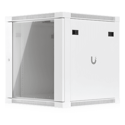 Gabinete Rack 12U / Montaje en Pared / 4 Postes / Vidrio Templado / Carga 80 kg (176 lb) / 598 × 600 mm