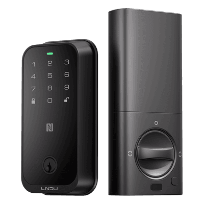 Cerradura Inteligente con Huella Digital LNDU HK01W / WiFi Integrado / Compatible Apple HomeKit / Teclado Táctil / 8 Baterías AA / Escaneo iPhone-Apple Watch-Fob / Bloqueo Manual y Automático / Exterior IP54