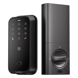Cerradura Inteligente con Huella Digital LNDU HK01W / WiFi Integrado / Compatible Apple HomeKit / Teclado Táctil / 8 Baterías AA / Escaneo iPhone-Apple Watch-Fob / Bloqueo Manual y Automático / Exterior IP54