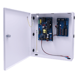 Fuente de Poder para Control de Acceso / 6A Total / 12-24 VDC Selectable / 5 Salidas Clase 2 PTC / Respaldo Batería 40 AH / Supervisión FACP / Fail-Safe y Fail-Secure