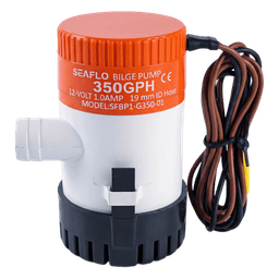 Bomba de Achique Sumergible / 350 GPH (1,325 LPH) / 12V CD / No Automática / Protección Anti-Airlock / Sellos Herméticos / Base de Filtro Removible