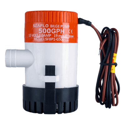 Bomba de Achique Sumergible / 500 GPH (1,893 LPH) / 12V CD / No Automática / Anti-Airlock / Sellos Herméticos / Filtro Removible