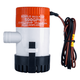 Bomba de Achique Sumergible / 500 GPH (1,893 LPH) / 12V CD / No Automática / Anti-Airlock / Sellos Herméticos / Filtro Removible