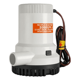 Bomba de Achique Sumergible / 2,000 GPH (7,571 LPH) / 12V CD / Eje Acero Inoxidable / Operación en Seco / Protección Anti-Airlock