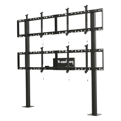 Soporte Modular Video Wall Pedestal 2x2 / Ajuste Micro Sin Herramientas 8 Puntos / Capacidad 500 lb (227 kg) / VESA 200x200 a 600x400 mm / Aluminio / Gestión Cableado y Almacenamiento / Displays 46' a 60' / Profundidad Máx 5' (127 mm)