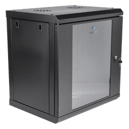 Gabinete de Pared 12U / Profundidad 455 mm (18 in) / Cristal Templado / Acero Reforzado / Carga 80 kg