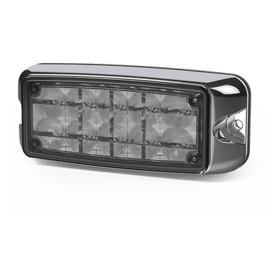 Luz De Advertencia De 5x2" 10 Led, Rojo/Claro, Bisel Cromado, Lente Transparente
