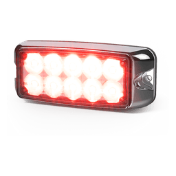 Luz De Advertencia De 5x2" 10 Led, Rojo/Claro, Bisel Cromado, Lente Transparente