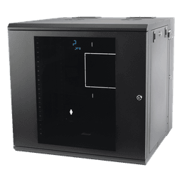 Gabinete Abatible de Pared (Con Marco Trasero) con Rack 19" de 12 Unidades. Ventana de Cristal Templado.