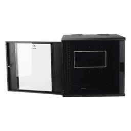 Gabinete Abatible de Pared (Con Marco Trasero) con Rack 19" de 12 Unidades. Ventana de Cristal Templado.