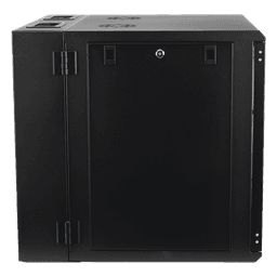 Gabinete Abatible de Pared (Con Marco Trasero) con Rack 19" de 12 Unidades. Ventana de Cristal Templado.