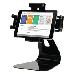 Soporte de Mesa para Tabletas / Ajuste Universal Altura-Ancho / Inclinación ±30° / Rotación 360° / Capacidad 5 lb (2.27 kg) / Versión Seguridad Antirrobo / Gestión de Cables