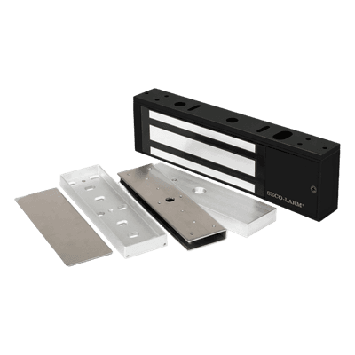 Kit Para Control de Acceso Incluye Chapa Magnética de 1200 Lbs Color Negro / Montaje En "U" Para Puerta de Cristal /  Uso Interior / Certificación UL / Diseño Elegante
