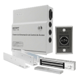 Kit para Control de Acceso Incluye Fuente de 12VCD / Soporta Batería de Respaldo/ Chapa Magnética de 600Lbs / Montajes L y Z / Botón de salida  / Certificación UL y ETL