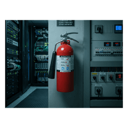 Extintor de CO₂ / Clasificación UL 2-B:C a 10-B:C / Capacidades 5 lb a 20 lb (2.27 kg a 9.07 kg) / Válvula de Cierre Integral / Bocina / Certificación Canadá / Uso en Baja Temperatura -22 °F (-30 °C) / 6.56 pies de alcance