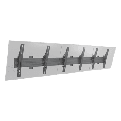 Soporte de Pared para TV / Riel Triple 400T / Capacidad 110 lbs (50 kg) / Compatible 32"-65" / VESA 100x100-600x400 mm / Ajuste Ángulo 5°-15° / Montaje Profesional