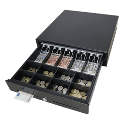 Cajón para Efectivo / Serie MK / Push Open / Insertos Ajustables Billetes y Monedas / Cubierta de Acero / Operación Manual