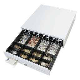 Cajón para Efectivo / Serie MK / 4 Compartimentos Billetes 5-8 Monedas / Clips Metálicos / Ranura de Inserción / Punto de Venta