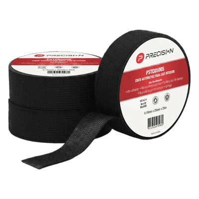 Cinta Automotriz de Fieltro PET / Espesor 0.28 mm / Ancho 19 mm / 18 m (59.1 ft) / Anti-Abrasión / Negro