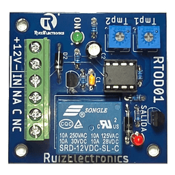 Tarjeta Temporizadora RTOD01 / Retardo 0-60 segundos / Duración 0-60 segundos / Alimentación 12VDC / Salida Relevador NA-NC-C / Indicadores LED