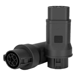 Adaptador de Conector EV / Entrada Tipo 1 (SAE J1772) / Salida Tipo 2 (IEC 62196-2) / 7 kW / 32 A / 220 V AC / Monofásico / Compacto y Portátil