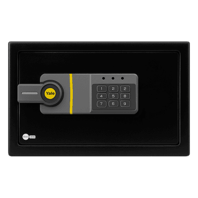 Caja Fuerte Electrónica / Código Programable 3-8 Dígitos / Bloqueo Automático 5 Min / Acero Reforzado 2 Bulones / Alimentación 4 Pilas AA / Indicadores LED