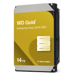 Disco Duro Empresarial WD Gold / SATA 6 Gb/s / 14 TB / 7200 RPM / Tecnología HelioSeal / ArmorCache / 5 Años Garantía / 2.5M Horas MTBF