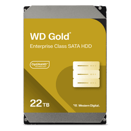 Disco Duro Empresarial WD Gold / SATA 6 Gb/s / 22 TB / 7200 RPM / Tecnología HelioSeal / ArmorCache / 5 Años Garantía / 2.5M Horas MTBF