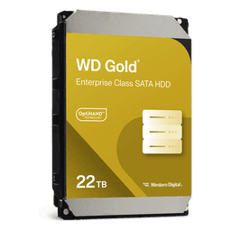 Disco Duro Empresarial WD Gold / SATA 6 Gb/s / 22 TB / 7200 RPM / Tecnología HelioSeal / ArmorCache / 5 Años Garantía / 2.5M Horas MTBF