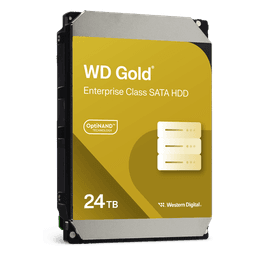 Disco Duro Empresarial WD Gold / SATA 6 Gb/s / 24 TB / 7200 RPM / Tecnología HelioSeal / ArmorCache / 5 Años Garantía / 2.5M Horas MTBF