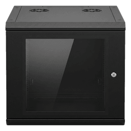 Gabinete de Pared 9U / 19 in / Profundidad 635 mm (2.08 ft) / Carga 100 kg / Cristal Templado / Acero Reforzado