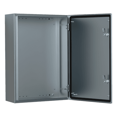 Gabinete Industrial IP66 / Acero Inoxidable 304L / 800x800x300 mm / Cerradura Doble / Puerta 130° / Placa Montaje 2 mm