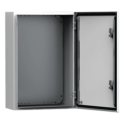 Gabinete de Uso Exterior MAS 600 x 600 x 210 mm NEMA 4/12/13; IP66; IK10 de Acero Dulce 1.5 mm con Platina de Montaje Incluida Color Gris Claro