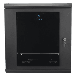 Gabinete Rack de Pared / 12 Unidades / 19 Pulgadas / Carga 100 kg / Vidrio Templado / Acero Calibre 18 / Ventilación Superior 120 mm