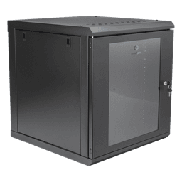 Gabinete Rack de Pared / 12 Unidades / 19 Pulgadas / Carga 100 kg / Vidrio Templado / Acero Calibre 18 / Ventilación Superior 120 mm