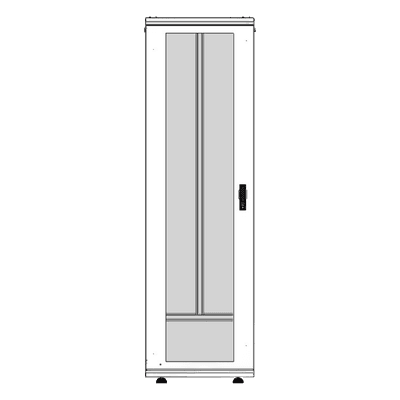 Gabinete Rack 42 Unidades / Piso 19 Pulgadas / Puerta Cristal Templado / Capacidad Carga 1000 Kg / Acero Calibres 16-18-20 / Ventilación Superior / Cerradura Seguridad, Niveladores Incluidos