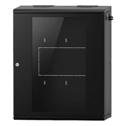 Gabinete Rack / 16 UR / Montaje Pared / Puerta Cristal Templado / Carga 80 kg / Abatible 120° / Ventilación 120 mm