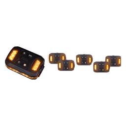 Luz Auxiliar Recargable, 26 LEDs, Rojo/Azul/Blanco, Incluye Clip y Base Magnética 