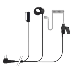 Micrófono-Audífono Profesional / 3 Cables / Tubo Acústico Transparente / PTT para Dedo / Conector 2 Pines