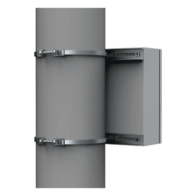 Kit de Fijación para Postes / Enclosure Pole Fixation / Acero Galvanizado / Carga Máxima 900 N / Diámetro Poste 80-250 mm (3.15-9.84 in) / 2 Perfiles + Accesorios