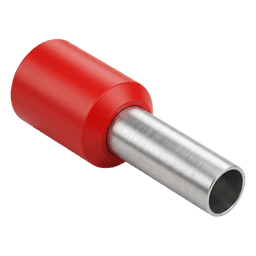 Conector Ferrule / 18AWG (1.0 mm²) / Latón Estañado / Aislamiento PVC Rojo / Punta 8 mm (0.31 in) / 25 Piezas