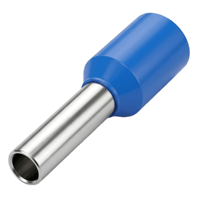 Conector Ferrule / 14 AWG / 2.5 mm² / Latón Estañado / Aislamiento PVC / Punta 8 mm / 25 Piezas